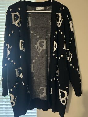 Black & White Logo Knit Cardigan
